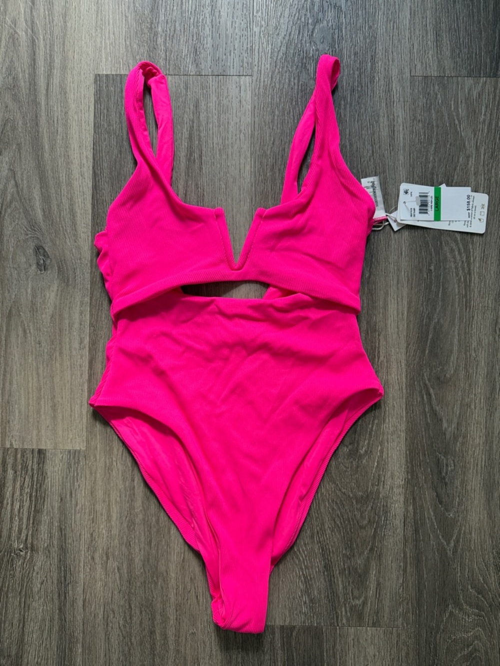 V-Plunge One-Piece Swimsuit in Bright Pink